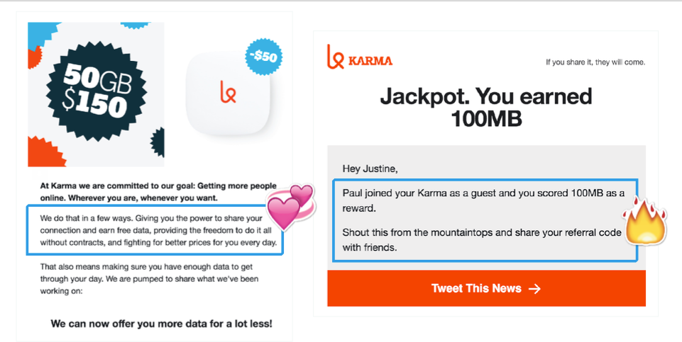 karma emails