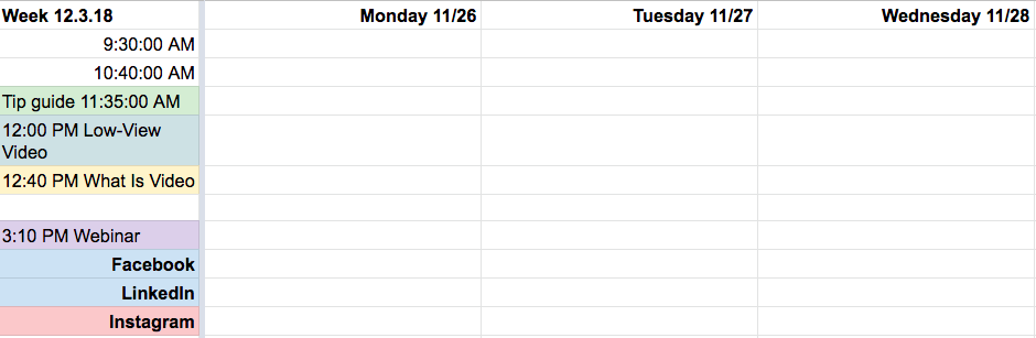 Content Calendar